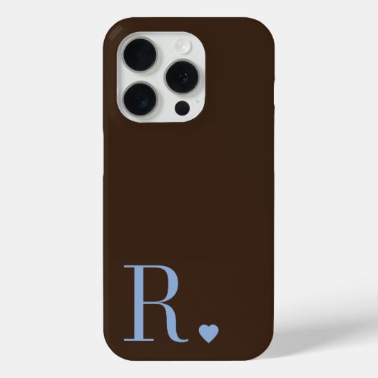 エレガントなブラウン&ダスティーブルーのモノグラムイニシャル Case-Mate iPhoneケース (裏面)