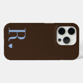 エレガントなブラウン&ダスティーブルーのモノグラムイニシャル Case-Mate iPhoneケース (裏面 (横))