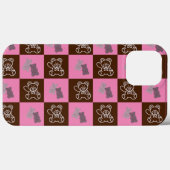 エレガントなブラウン&ピンクのチェック柄 Case-Mate iPhoneケース (裏面 (横))