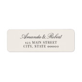 エレガントなブラックとアイボリーの結婚式返信住所 ラベル (正面)