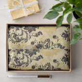 エレガントなブラックとオレンジのフランスデコパージュ 薄葉紙 (ギフト)