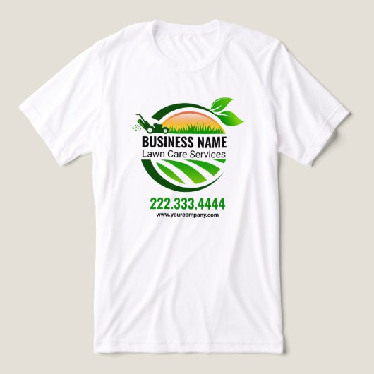 エレガントなブラックとグリーンの芝生管理と造園サービス トライブレンドＴシャツ (デザイン正面)