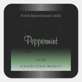エレガントなブラックとグリーンの製品ラベル ソフト グリッター スクエアシール