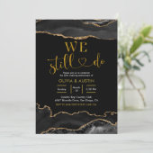 エレガントなブラックとゴールドのアゲート結婚記念日 招待状 (スタンド正面)