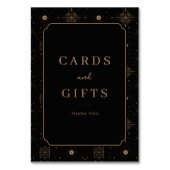 エレガントなブラックとゴールドのカードとギフト テーブルナンバー (裏面)