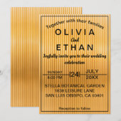 エレガントなブラックとゴールドのクラシック シックなウェディング 招待状 (正面/裏面)