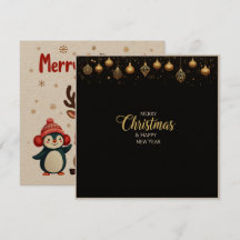 エレガントなブラックとゴールドのクリスマス&ニューイヤー