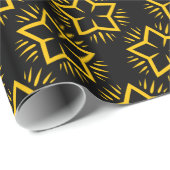 エレガントなブラックとゴールドのスターパターン包装紙 ラッピングペーパー (ロールコーナー)