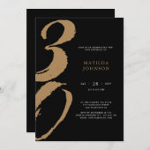 エレガントなブラックとゴールドのタイポグラフィー 30歳の誕生日 招待状 (正面/裏面)