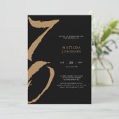 エレガントなブラックとゴールドのタイポグラフィー 70歳の誕生日 招待状 (スタンド正面)