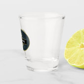 エレガントなブラックとゴールドのチェック柄 個人用カスタマイズ ショットグラス (右)