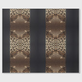 エレガントなブラックとゴールドのヒョウ柄グリッター ラッピングペーパー (フラット)