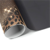 エレガントなブラックとゴールドのヒョウ柄グリッター ラッピングペーパー (ロールコーナー)