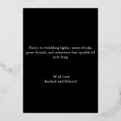 エレガントなブラックとゴールドのホリデー写真カード 箔シーズンカード (裏面)