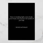 エレガントなブラックとゴールドのホリデー フォト カード (裏面)