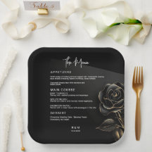 エレガントなブラックとゴールドのローズウェディング