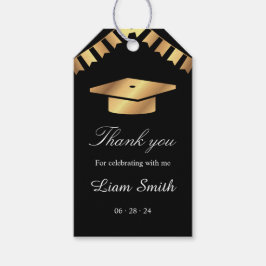 エレガントなブラックとゴールドの卒業感謝祭のお礼品 ギフトタグ