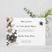 エレガントなブラックとゴールドの卒業発表 招待状 (スタンド正面)