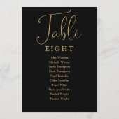 エレガントなブラックとゴールドの席次表テーブルナンバー 招待状 (裏面)