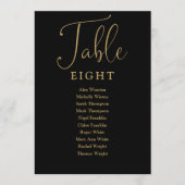 エレガントなブラックとゴールドの席次表テーブルナンバー 招待状 (正面)