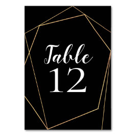 エレガントなブラックとゴールドの幾何学模様フレーム ウェディング テーブルナンバー