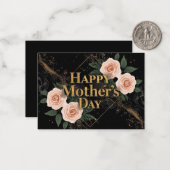 エレガントなブラックとゴールドの母の日のカード（バラのデザイン） ノートカード (正面/裏面インサイチュ)