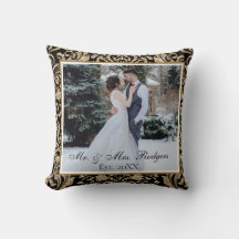 エレガントなブラックとゴールドの疑似グリッター フォト ウェディング