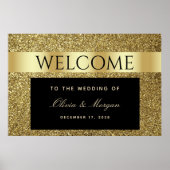 エレガントなブラックとゴールドの結婚式ウェルカムポスター ポスター (正面)