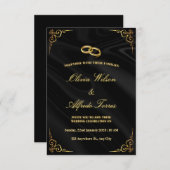 エレガントなブラックとゴールドの結婚式招待状 エンクロージャーカード (正面/裏面)