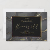 エレガントなブラックとゴールドの花嫁の花を私に添えてくれますか 招待状 (正面)