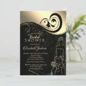 エレガントなブラックとゴールドの花嫁、結婚前のお祝いパーティー 招待状 (スタンド正面)