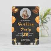 エレガントなブラックとゴールドの誕生日 招待状 (スタンド正面)