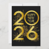エレガントなブラックとゴールドの2026年新年の挨拶 シーズンカード (正面)