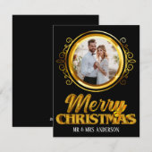 エレガントなブラックとゴールドの3D クリスマス Mr & Mrs (正面/裏面)