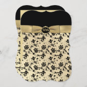 エレガントなブラックとゴールドの50周年招待状 招待状 (正面/裏面)