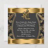 エレガントなブラックとゴールドの50歳の誕生日パーティー 招待状 (裏面)