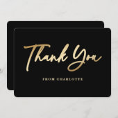 エレガントなブラックとゴールド サンキューカード (正面/裏面)