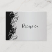 エレガントなブラックとシルバーの花の結婚式の披露宴 エンクロージャーカード (裏面)