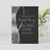 エレガントなブラックとシルバーグレイのダマスクウェディング 招待状 (スタンド正面)