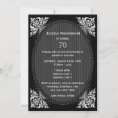 エレガントなブラックとシルバー 70歳の誕生日 招待状 (裏面)
