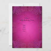 エレガントなブラックとピンクの素晴らしい40歳の誕生日 招待状 (裏面)