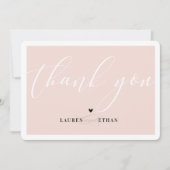 エレガントなブラックとブラッシュピンクのウェディング写真にお礼　THANK YOU 招待状 (正面)