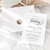 エレガントなブラックとホワイトのカリグラフィーウェディング 招待状