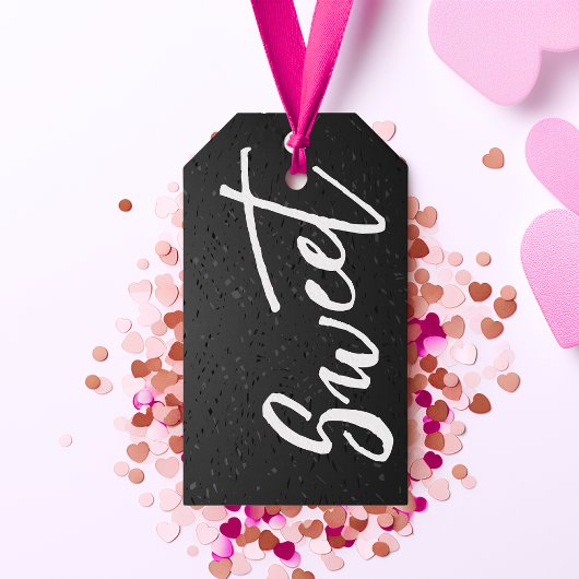 エレガントなブラックとホワイトのスイートバレンタイン ギフトタグ