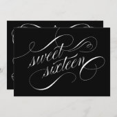 エレガントなブラックとホワイトのスイート16招待状 招待状 (正面/裏面)