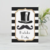 エレガントなブラックとホワイトのストライプのバチェラーパーティー 招待状 (スタンド正面)