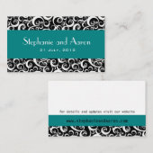 エレガントなブラックとホワイトのダマスク結婚式のカード エンクロージャーカード (正面/裏面)