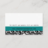 エレガントなブラックとホワイトのダマスク ウェディングカード エンクロージャーカード (裏面)