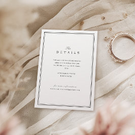 エレガントなブラックとホワイトのミニマルな結婚式のディテール エンクロージャーカード