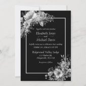 エレガントなブラックとホワイトのモダンゴシックウェディング 招待状 (正面)